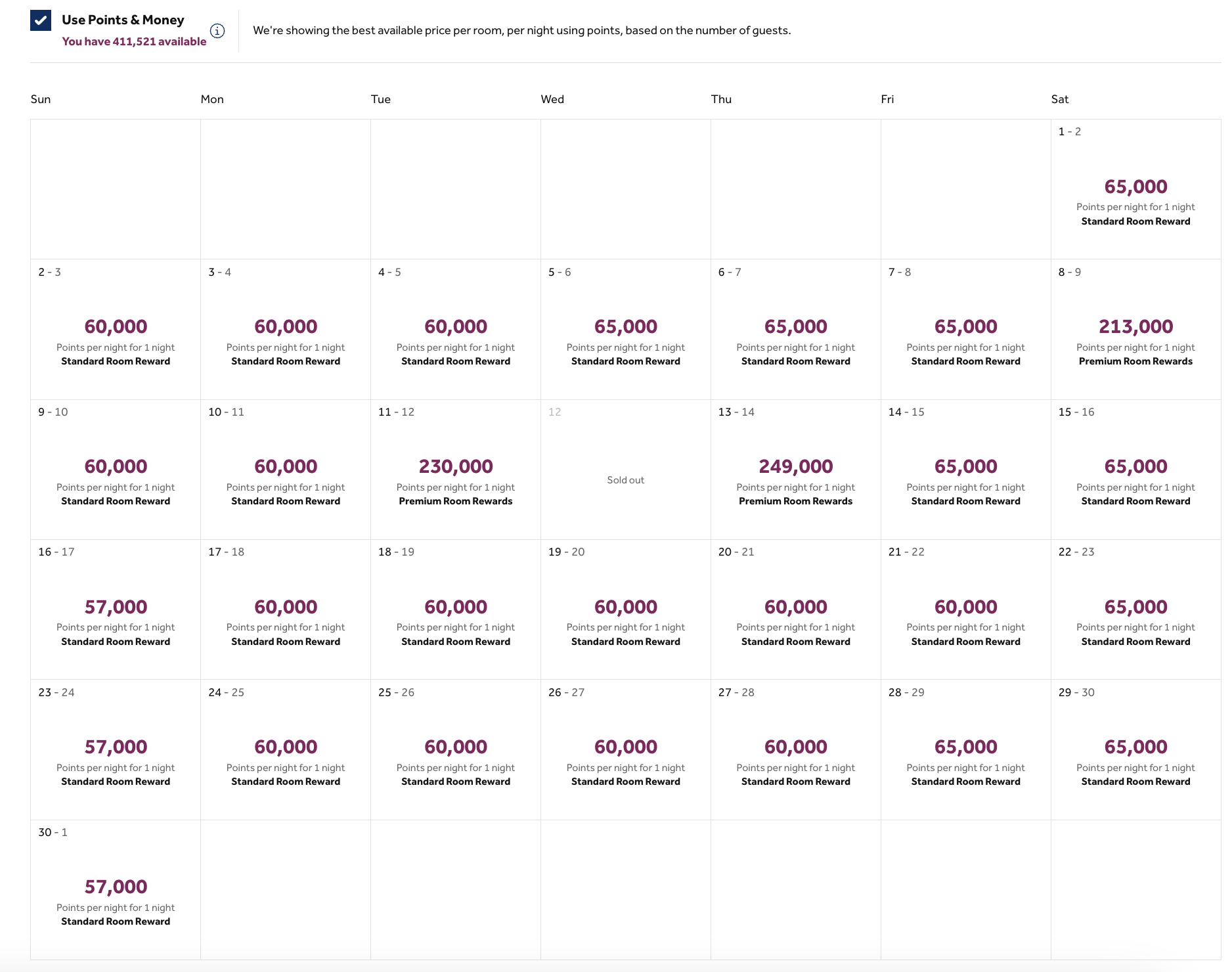 hilton orlando award chart
